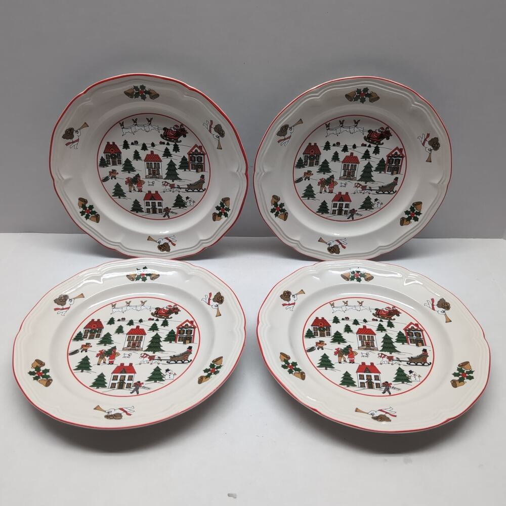 Set of 4 The Joy of Christmas Jamestown China 7.5" Salad Plates Vintage